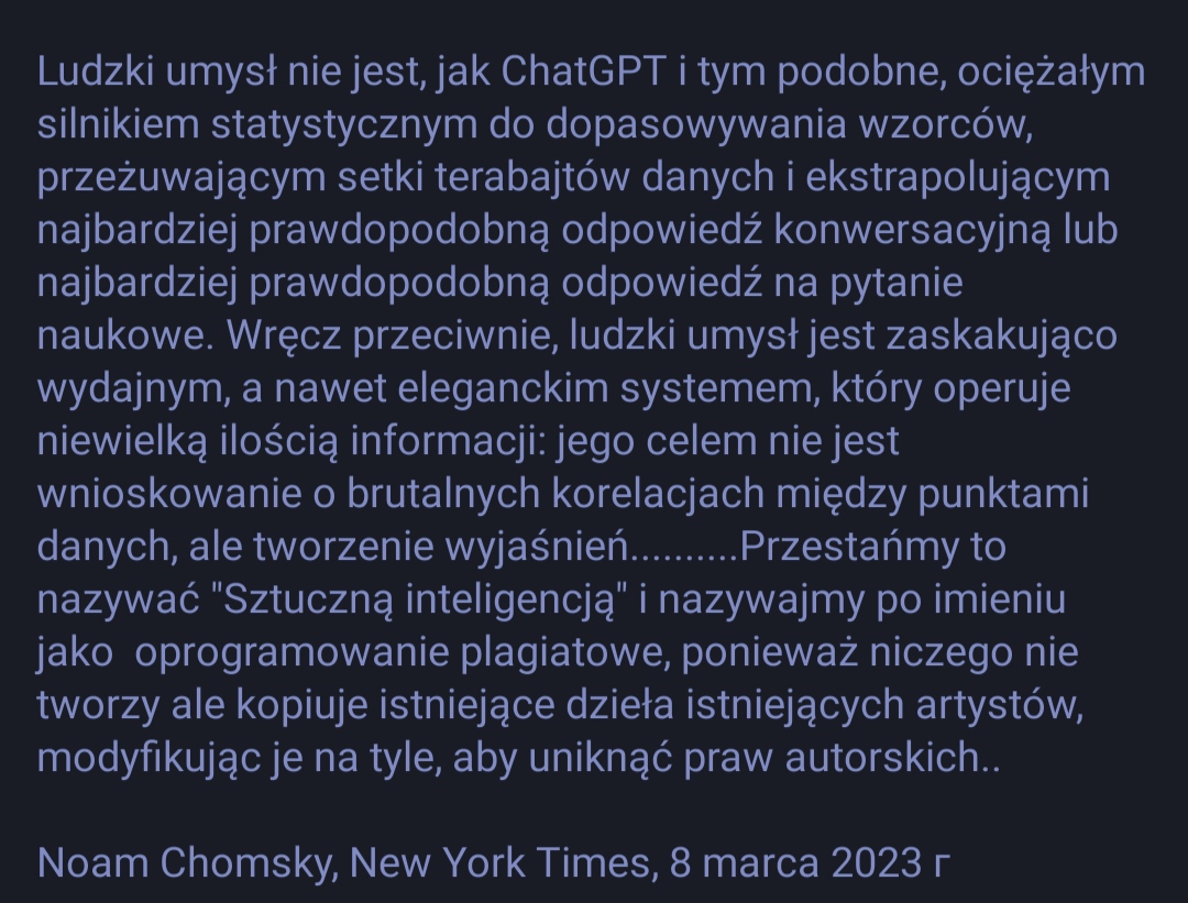 Noam Chomsky o sztucznej inteligencji 