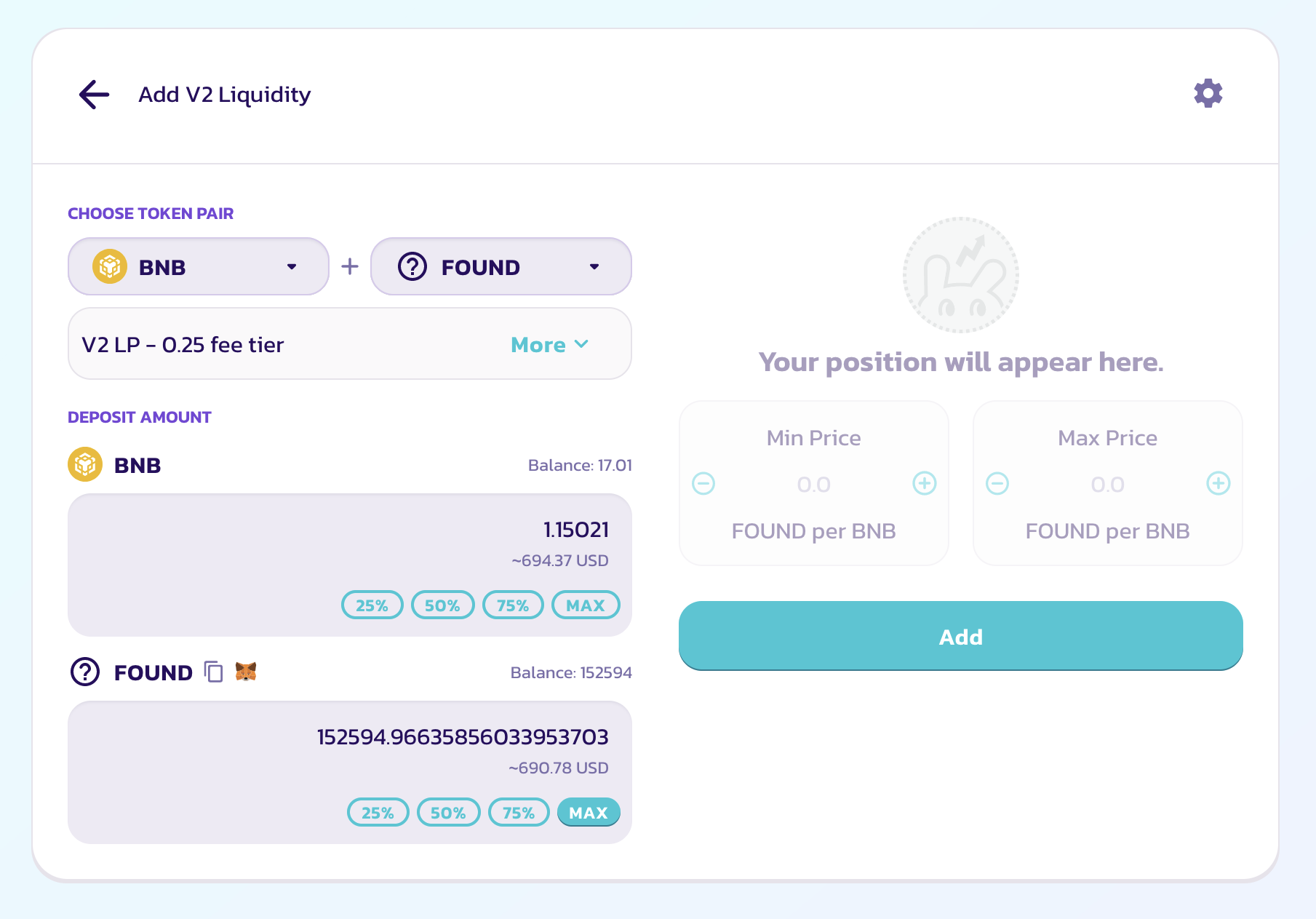 Bagaimana menambahkan likuiditas ke pasangan mata uang token $FOUND dan menghasilkan uang darinya